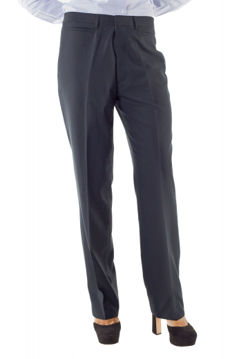 Embraced with two horizontal front pockets and stunning hand sewn cuffs and hems, these handmade black pants can be worn with custom vests and shirts for a casual office look. Zipper fly with two point button hook on the standard waistband for front closure.