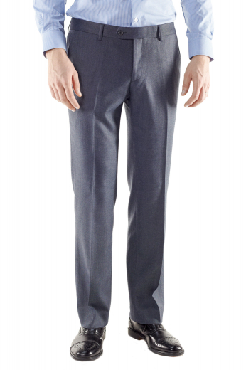 Bespoke and Custom Men's Pants in Dark Grey Wrinkle-free easy care Wool in Comfortable Fit. These elegant pants feature two custom made classic back pockets, two bespoke front slash pockets, hand sewn cuff hems and so much more.