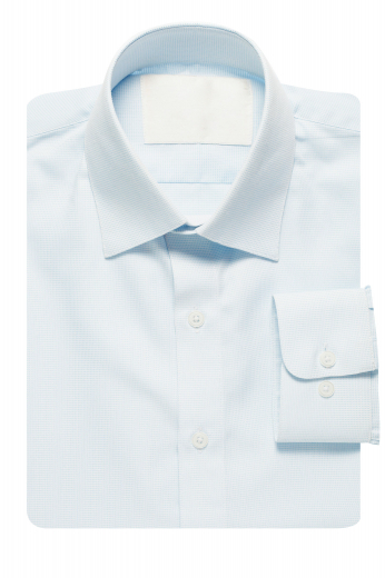 Walk confident in this men's classic regular fit no pocket made to order dress shirt with tailor made Ainsley collar and handmade barrel cuffs. This dress shirt is custom tailored for your comfort.