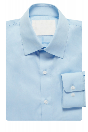 A bespoke slim cut men's dress shirt with an Ainsley collar and rounded barrel cuffs for an elegant finish. This custom tailored plain dress shirt has no pockets giving it a stylish flat finish.
