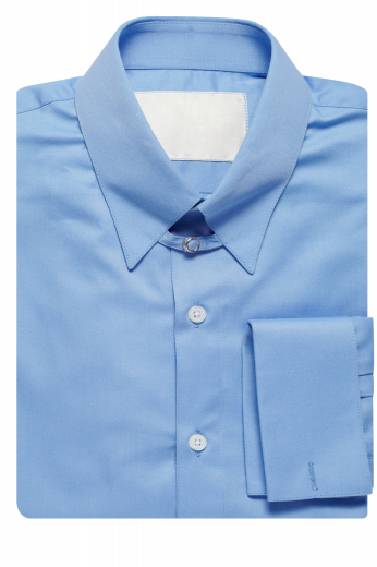 A bespoke sophisticated men's tab collar plain suit shirt with barrel cuffs and a plain front and back. Handmade by professional tailors, this custom made formal dress shirt has no pockets for an added elegance.