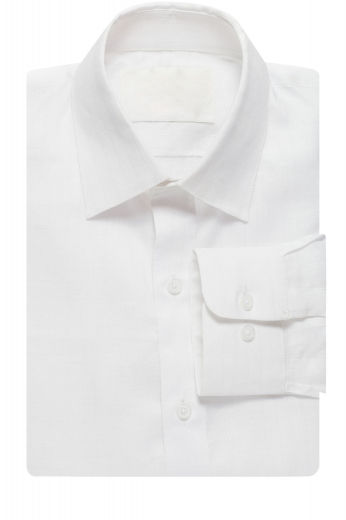 Take a look at this placket front tailor-made suit shirt with an Ainsley collar, standard tails, plain back and rounded barrel cuffs. This tailored men's dress shirt has an ideal comfortable slim fit for every man.