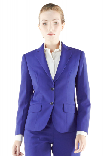 Perfect party formals with stunning made to measure hand molded shoulders, tailor made notch lapel collars, two front closure buttons, four black buttons on the sleeves cuffs and tailored two lower pockets with flaps. These handmade royal blue blazers look ravishing with custom pants and pencil skirts.