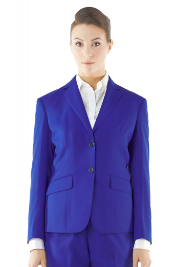 Fashionable tailor made royal blue blazers putting in line exquisite hand molded shoulders and four contrast buttons on sleeves cuffs. They close with three tailored front buttons and exhibit two custom made flapped lower pockets. Made with wool and or cashmere, these handmade formal party wear jackets should be donned with matching custom pants and suit skirts.