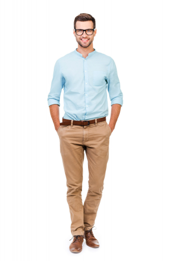 A custom tailored men's formal shirt in a slim cut design tailored to fit and flatter you. This bespoke tailored shirt features a custom band collar, hand stitched rounded barrel cuffs with a classic standard pocket on the left and plain front with a matching plain back, this shirt also features a standard yoke and standard tails.