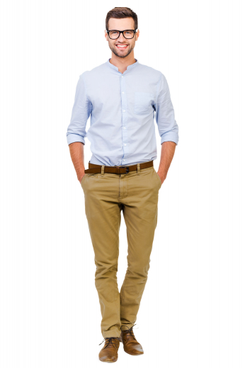 A master class microfibre wool blend makes up this custom made pair of camel slim fit flat front casual slacks with slash pockets, extended belt loops, and hand-sewn hems.