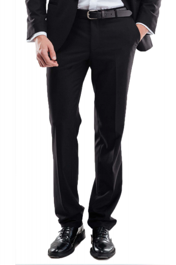 These sophisticated mens tailor made black dress pants in cashmere wool are the trendiest options for men who like comfort as much as style. These mens made to order black dress pants have a flat front, a zipper fly, and 2 front slash pockets. These mens bespoke slim fit black dress slacks also feature 2 back pockets, a 2 point button and hook closure, and elegantly hand sewn cuff hems. You can buy these mens custom made cashmere wool black dress pants at My custom Tailor at rates that you can easily afford.