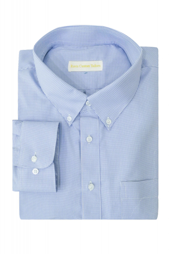 This stunning mens handmade blue summer shirt in Egyptian cotton is a formal delight that you can wear to work daily. With a placket front and a plain back, this sophisticated mens custom made slim fit business shirt features a button down collar with 3 inch wide collar points, 2 artistically rounded barrel cuffs, and a standard pocket on the left. You can buy this mens made to measure slim fit blue formal dress shirt at My Custom Tailor to flaunt a gentleman look at work.