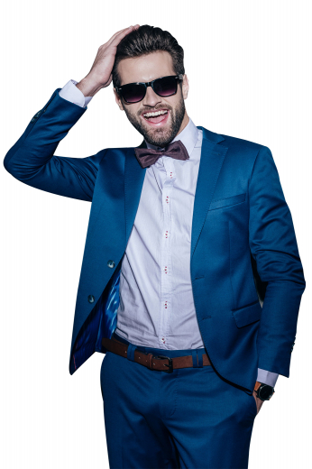 This mens handmade blue blazer in cashmere wool is ideal for meetings, interviews, and corporate events. With 2 front close buttons and hand moulded shoulders, this mens made to order slim fit blue jacket also features 2 3-inch-wide notch lapels with 1 boutonniere on the left lapel. This mens custom made cashmere wool blue jacket also features 1 upper welt pocket, 2 lower flapped pockets, and a center vent. You can buy this mens bespoke blue slim fit blazer at My Custom Tailor to flaunt a stunning work look.