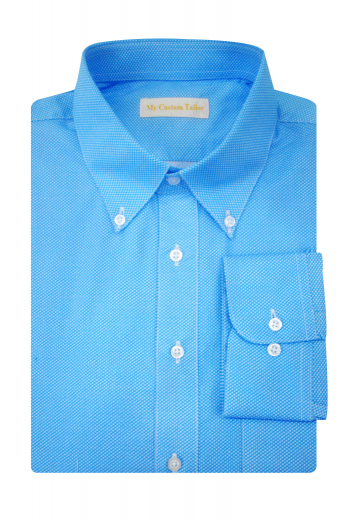 This stellar handmade sky blue cotton shirt for men is an iconic formal for meetings and interviews. With a placket front and plain back, this mens tailor made slim fit shirt has a button down collar with 2 1/2 inch collar points that looks extra sophisticated. It looks every bit stylish with 2 deftly hand sewn barrel cuffs and 1 artistically woven upper pocket. Buy this mens made to order dress shirt to upgrade your wardrobe of premium quality formals at affordable rates. 