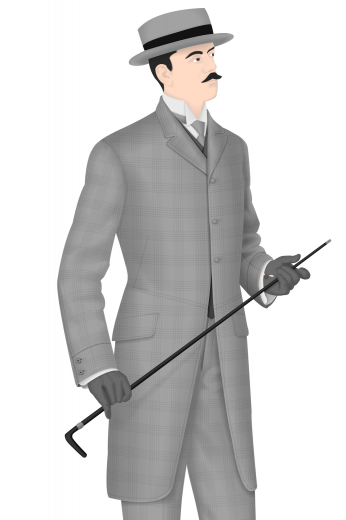 Check out this hand tailored men's vintage long jacket with a three button design and peak lapels that are simply timeless. This bespoke jacket is completed by a vintage pair of men's vintage flat fronts pants. This made to order men's vintage suit is made by expert tailors and would easily fit in to any formal event.