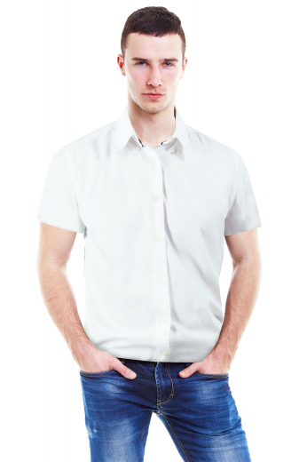 This super stylish mens bespoke white shirt is fabricated with wool blend by skilful fabric magicians at My Custom Tailor. Bestowed with a hand sewn button down collar with 2 1/2 inch collar points, this trendy mens handmade short sleeves shirt can be worn to work daily. This mens tailor made shirt with a plain back and a placket front is also a stylish formal that you can wear to interview and meetings. Buy online to make it one of the priced collections of your bespoke formal garments that can be worn daily.