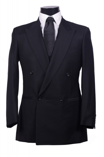 This classic mens handmade midnight blue blazer in cotton and wool is an iconic bespoke vintage jacket for men who like to keep things tasteful at work. This double breasted mens custom made victorian blazer from the 30s flaunts 4 front buttons with 1 to close and 2 elegantly sewn peak lapels. It has a slim cut fitting with 2 neatly finished double piped lower pockets and 1 upper welt pocket. Order online at My Custom Tailor to include this mens custom vintage blazer in your priced collection of victorian formals for men.