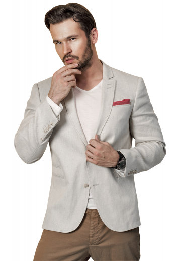 Give up your daily scuffle with what to wear with the arrival of this trendy mens handmade tan blazer in wool that's ideal for interviews, corporate parties, and meetings. It is a made to measure blazer that dons a sophisticated single breasted slim fit cut festooned by two front closure buttons, notch lapels, two lower flapped pockets, one upper welt pocket, and a right ticket pocket that is doubly piped for excellence. Order online at My Custom Tailor to get the lapels and pockets hand sewn for added precision.