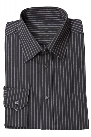 This men's black and white pinstriped button down is tailor made in a fine italian linen and cut to a slim fit, featuring an ainsley collar and rounded barrel cuffs. It is a handsome and sleek formal option, made to fit you perfectly. 