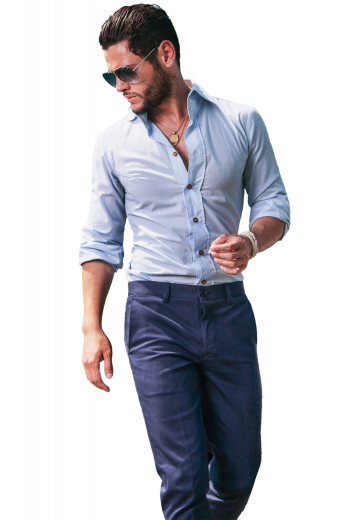 This men's slim cut tailored pale blue button down is made in a fine linen blend and features an ainsley collar, placket front and rounded barrel cuffs.