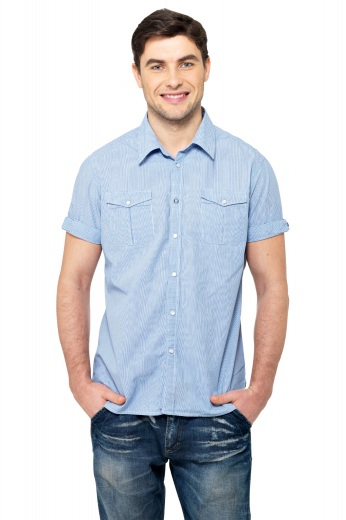 This men's slim cut, short sleeve white button down is tailor made to a perfect fit in a fine linen blend and features an ainsley collar and pleated pockets.