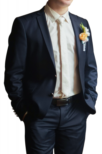 This men's pant suit is tailor made in a fine wool blend and cut in a slim fit, featuring notch lapels, two buttons single breasted button closures, and hand sewn cuffs.