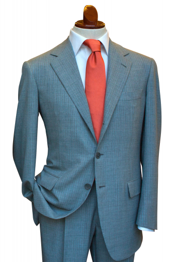 This sleek men's pant suit is tailor made in a fine wool blend and cut in a slim fit, featuring notch lapels, single breasted button closures, and slash pockets.