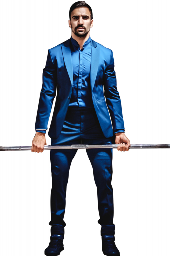 This sleek silky pant suit is tailor made in a fine wool blend, featuring a single breasted button closure, peak lapels, and slash pockets. It is perfect for all formal occasions!