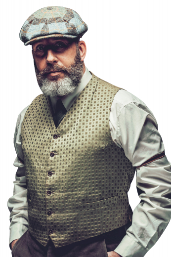 A flattering single breasted men's university grey vest tailor made in a wool blend, featuring a single breasted six button closure and welted lower pockets. 