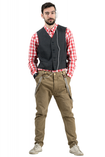 This men's vest is tailor made to a slim cut in a wool blend, featuring a single breasted, eight button closure, perfect for all formal occasions.