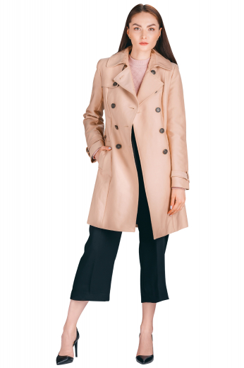 This double breasted coat is sure to fit all your winter needs. It features a double breasted closure and hits just at the knee, made to measure in a wool blend.