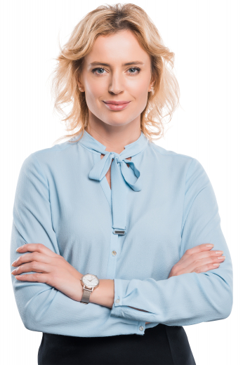 This slim cut custom made to measure women's blouse is perfect for a girly twist on an everyday outfit. It is made to measure with matching buttons and a v neck mandarin collar.