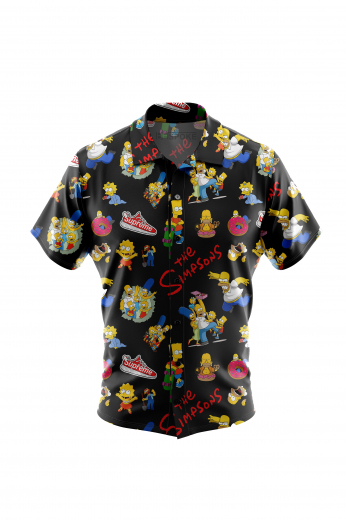 Men's short sleeved shirt for casual wear inspired by The Simpsons. A fun men's custom tailored poplin short sleeve dress shirt intricately designed print. This men's made to measure dress shirt is great for a casual day out on the town and also for summer vacation. This handstitched dress shirt will make a great addition to your summer collection.