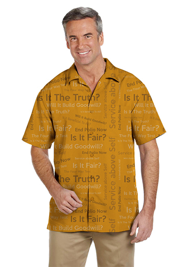 Gold Rotary Four Way Test Shirt featuring Short Sleeves, Hawaiian Collar, Tucked Out Casual Wear
