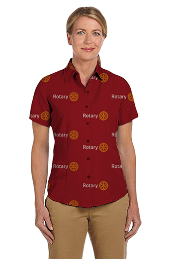 Red Rotary logo print short sleeves shirt featuring Hawaiian collar and tucked out style for casual wear