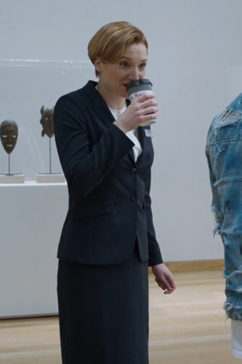 Tailored women’s suit from the film wardrobe of the Black Panther film. This is a custom made women’s suit made up of a replica Black Panther skirt and blazer.