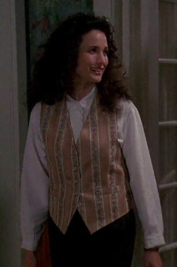 Style no.20307 - Film star clothing worn by Andie MacDowell in the 1993 sensation Groundhog Day. This bespoke women’s waistcoat is an exact tailored cut and design from the costume worn in the film.